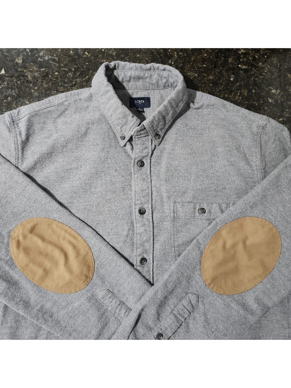 J. Crew Button Down Flannel Shirt Elbow Patches Outdoor Work Classic Mens Large